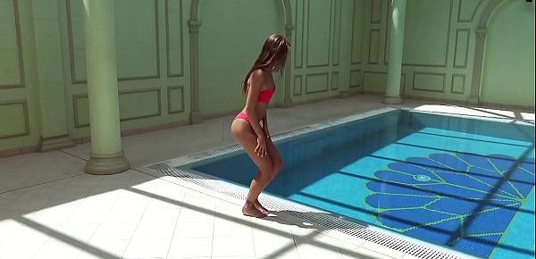  Tiffany Tatum shower her hot ass by the pool